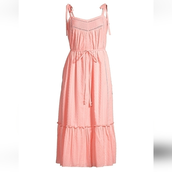 Rebecca Taylor LA VIE Kelsey Textured Midi Dress In Color Blossom Size L - Picture 12 of 16